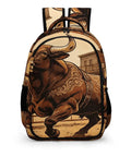 Old Town Ox Printed Unisex Backpack With Large Capacity, Durable Polyester Daypack for School or Travel, ox design