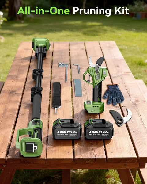 Cordless 2-In-1 Electric Pruning Shears With Extension Pole No Ladder Needed Reach From Handheld To 15 Ft.