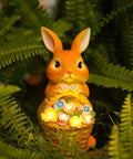 Outdoor Garden Solar Rabbit Light Statue With Lit LED Lighting Hand Painted Resin Bunny Decor For Patio Lawn Indoor And Outdoor Use Easter Gift Real Rabbit Collection in foliage