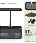 Indoor Herb Garden Kit With Hydroponic System, LED Grow Light, Quiet Water Pump, Clear 4.5L Tank, components displayed