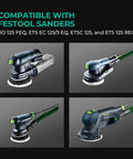 Four types of Festool orbital sanders compatible with 5 Inch 9 Hole 80 Grit Hook And Loop Sanding Discs For 125 Series