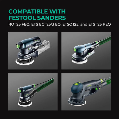 Four types of Festool orbital sanders compatible with 5 Inch 9 Hole 80 Grit Hook And Loop Sanding Discs For 125 Series