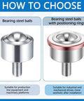 Heavy Duty 1 Inch Steel Ball Transfer Roller Casters 4 Pack With Threaded Stem, 1760 Lbs Max Load Capacity showing steel ball options.
