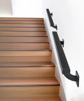 Heavy Duty 24 Inch Steel Stair Handrail Wall Mount Square Pipe Grab Bar for Indoor Outdoor Steps on wooden stairs.