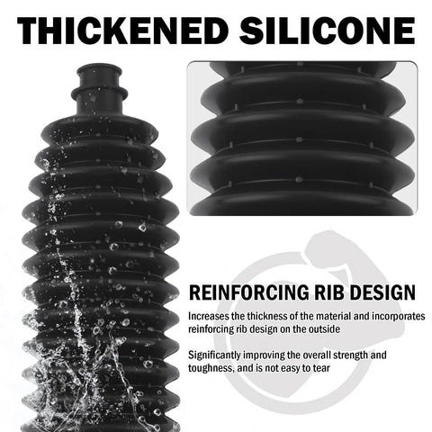 Close-up of Two Pack Thick Silicone Tie Rod Boot Kit For Rack And Pinion, showing thickened silicone with reinforcing rib design.