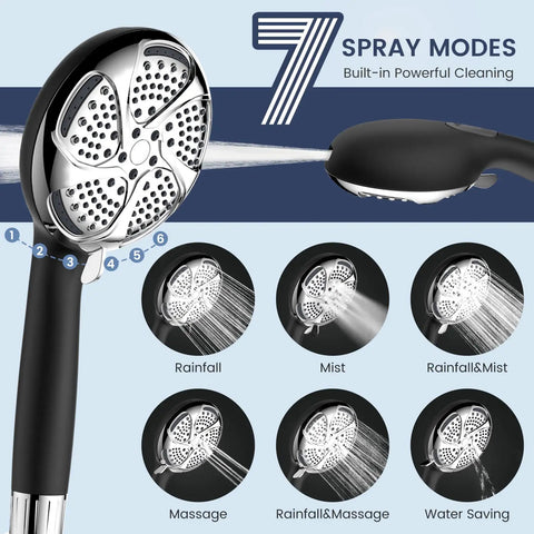 Filtered Shower Head With Handheld, High Pressure 7 Spray Design, water filter, hard water, anti clog nozzles, various modes