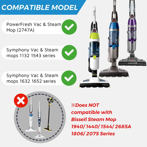 Vacuum And Steam Mop Pad 4 Pack For Bissell PowerFresh 2747A And Symphony 1132 1543 1632 1652 Series compatibility chart
