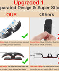 Comparison of adhesive cord organizer kit designs; 3M glue and separated design vs weaker glue and one-piece.