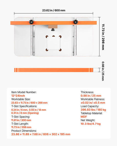Rock Solid Drill Press Table With Adjustable Fence And Wide T Slots For Locking Down Projects Dead Nuts Precise MDF worktop dimensions and specs.