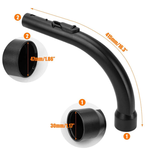 Miele Curved Hose Extension For S2110 S501 S524 And C1 C2 C3 Canister Vacuums Bent End Tubular Wand dimensions