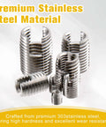 50 Piece Stainless Steel Threaded Inserts Set For Metal Wood Plastic M3 To M12 Self Tapping Helical Coil Thread Repair Inserts Kit With Storage Case For DIY Repairs Furniture Machinery And General Metalworks, 303 stainless steel inserts