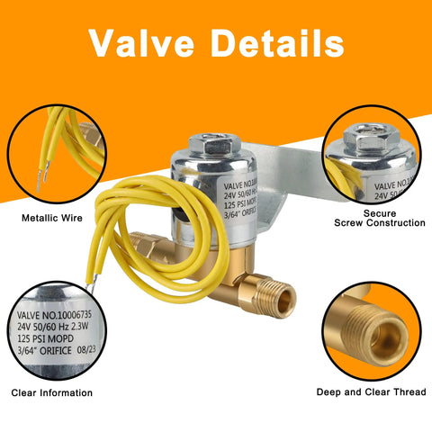 Heavy Duty Humidifier Solenoid Replacement Water Valve A2012-S118 for Aprilaire models with metallic wire and threaded details