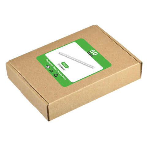 Box of 50 Pieces Dowel Pins Set 2mm By 22mm 304 Stainless Steel Durable Rust Resistant Fasteners with label