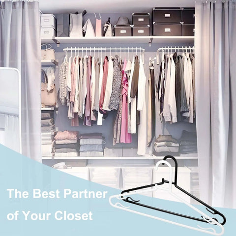 Straight Up Solid 50 Pack Plastic Hangers With Four Swivel Hooks Ultimate Space Saving Closet Organizer For Everyday Clothes Scarves Tanks And Wall Mounted Heavy Duty Wardrobe Rack Heavy Lifters