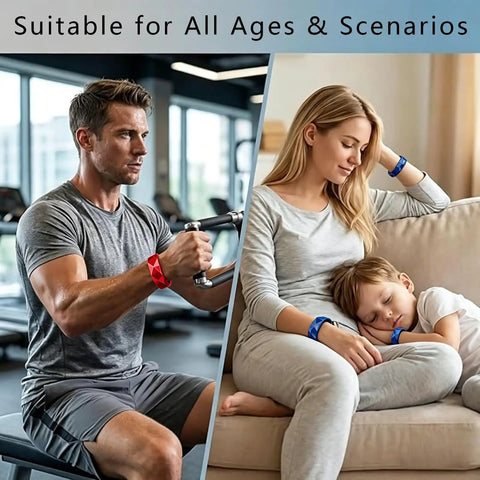 Man at gym and woman with child wearing Anti Static Wristband 3 Pack Adjustable Silicone Bracelet For Winter Static Relief