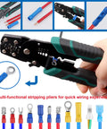 All In One 300 Piece 19 Size Electrical Crimp Connectors Go To Kit With Crimp Tool showing pliers and connector types.