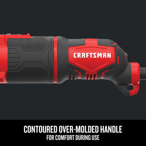 Corded Oscillating Tool Kit With 3 Amp Motor Tool Free Universal Attachment System Blades Sandpaper And Tool Bag Versatrack Compatible close-up of handle