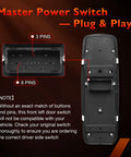 Back view showing pin configuration of Driver Side Front Left Power Window Switch For Ram 1500 2500 3500 2016 To 2022 Charger