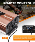 Dead Simple 3000 Watt Pure Sine Wave Inverter Converts 12V DC To 120V AC With Three Household Outlets and Remote Control.