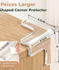 Tough As Nails Table Corner Guards 8 Pack Giant T Shaped Corner Protectors For Baby on wooden table, measuring 4.5cm each.