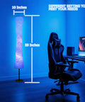 Smart Floor Lamp With RGB LED Color Changing Lights App Control DIY Mode Music Sync Alexa And Google Assistant Compatible Standing Lamp With White Fabric Shade in gaming room.