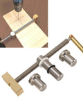 Beefy Woodworking Bench Dog Clamp For Pro Grade Workholding displaying metal parts and wooden board drilling setup.