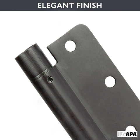 Close-up of Self Closing Door Hinges 2 Pack Black Mortise Spring Hinges Heavy Duty 3.5 By 3.5 Inch with elegant finish