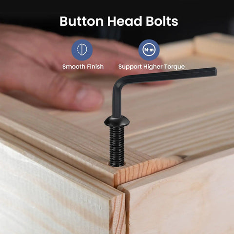 30 Pack 5/16-18 X 3/4 Inch Button Head Socket Cap Bolts 304 Stainless Steel fully threaded in wood with hex driver