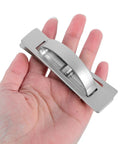 Slick Hidden Cabinet Drawer Pulls Zinc Alloy Recessed Invisible Handles in hand, silver finish for concealed mounting.
