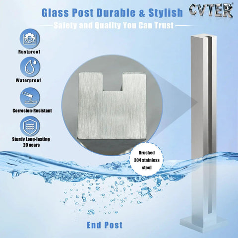 Heavy Duty Glass Railing Post With No Punch Design Spigot Slots And Base 304 Stainless Steel Clamp Bracket For Deck Balusters Balcony Patio And Stairs Silver End Post 24 Inch