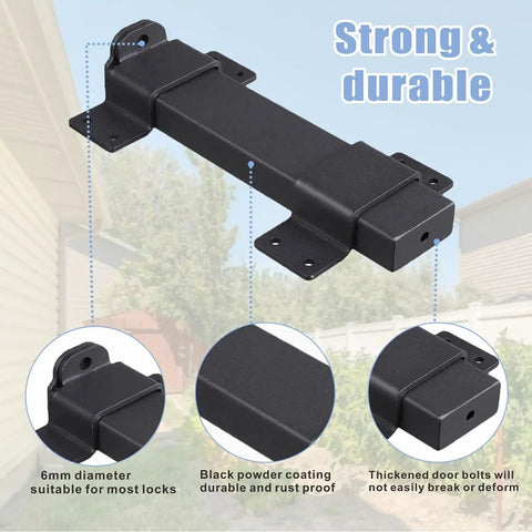 Heavy Duty Tough As Nails Slide Gate Latch Lock With Padlock Hole for Wooden Fences, Matte Black, outdoor gate hardware image