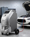 Shop Grade No Fuss Fully Automatic Refrigerant Recovery Machine For R134a And 1234yf Auto AC Service with Smart Touchscreen in garage.