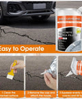 Self Leveling Concrete Crack Filler 4 Pack, Straight Up Waterproof Cement Sealant For Driveway Patio Walkway, easy application steps shown.
