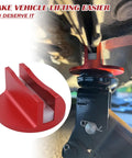Magnetic Pinch Weld Jack Pads For Floor Jacks Aluminum Grooved Pinch Weld Adapter in use lifting a car securely