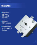 OEM Dryer Timer Replacement For GE Hotpoint RCA Sears Kenmore Dryers, featuring product dimensions and weight, metallic design.