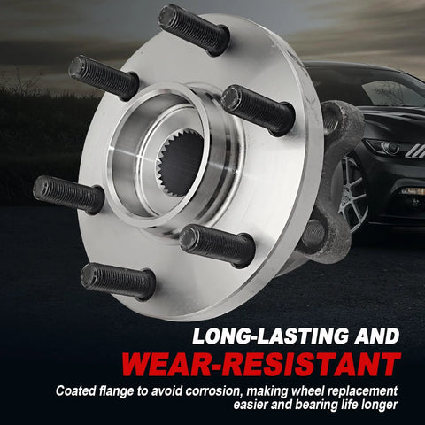 Beefed-Up 4WD Front Wheel Bearing Hub Assembly Pair 515065 shown with ABS, 6 lug design for SUVs and Trucks.