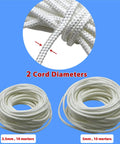 Replacement 3mm White Recoil Starter Rope Pull Cord 10m No Handle for Lawn Mower and Small Engine Recoil Starters, Fits Chainsaws, Trimmers, Generators, Edgers and Blowers white braided cord