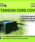 RV Extension Cord Cover Plug Saver Outdoor Electrical Cord Cover Elevates And Shields Outdoor Cords For 30 Amp And 50 Amp Use Made In USA Beefed Up Weatherproof Cord Shield Fits Up To Three Cords Easy Install image showing black cover on grass