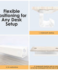 Flexible mounting of Under Desk Cable Management Tray 31.5 Inch Cord Organizer For Wire Management No Drill Compatible White 2 Pack