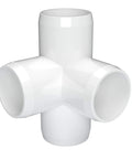 3/4 Inch 4-Way PVC Tee Fitting, Furniture Grade, White, Made In USA, UV Resistant, Impact Proof, 1.050 Inch Socket Diameter, 8 Pack