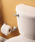 Bathroom with toilet featuring Brushed Nickel 2.97 Inch Decorative Toilet Tank Flush Lever Slick And Easy Install For Front Side