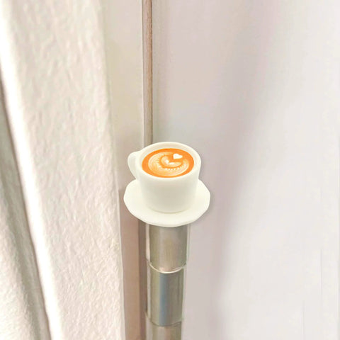 Door Hinge Heads Decorative Topper Set Of 5 Magnetic Latte Art Coffee Hinge Heads on door hinge, close-up view