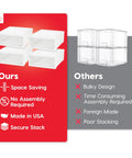 Comparison of under bed storage solutions highlighting Under Bed Storage Drawer Set 22 Qt Stackable Plastic Organizer Bins With Smooth Glide Sliding Drawers 4 Pack White Durable Made In USA Storage Solution For Bedroom Closet And Toy Rooms.