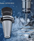 CAT40 ER32 Collet Chuck 2.76 Inch Gage Length 8 Piece Tool Holder Set displayed on CNC machine background