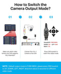 Steps to switch output mode for a 1080p Dome Security Camera, Hybrid 4 In 1 HD-CVI/TVI/AHD/960H with installation guide.