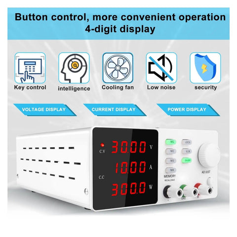 Programmable DC Power Supply With USB Output 120V 60V 30V Adjustable Bench Power Source 0 To 10A Max for lab experiments
