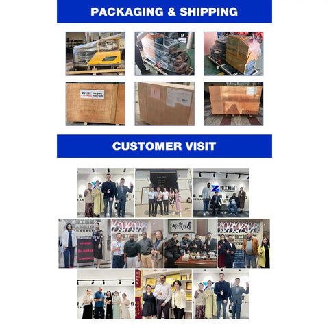 Versatile Cement Mortar Sprayer Machine packaging and shipping images with customer visits showcasing product and team interactions.