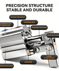Built Tough Pneumatic Lever Clamping Fixture With Non Magnetic Aluminum Body For Heavy Down Force And Quick Rocker Arm Hold Down In Every Busy Workshop Or Machine Bay, showing aluminum structure and components.