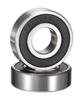 Front view of two HiPicco 6000-2RS deep groove ball bearings, 10x26x8 mm, chrome steel, double rubber seals