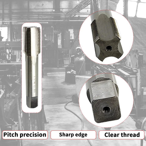 1-1/16 Inch 12 TPI UN Right Hand Straight Flute Machine Tap HSS High Speed Steel 2B Tolerance Pro Grade Metalworking Tool For Steel And Aluminum Includes 1 Tap, close-up view